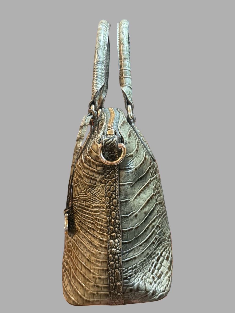 Authentic Brahmin Melbourne Duxbury Satchel – Croc-Embossed Sage/Olive Leather - Picture 3 of 7